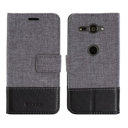 MUXMA for Sony Xperia XZ2 Compact Splicing PU Leather Canvas Wallet Stand Shell