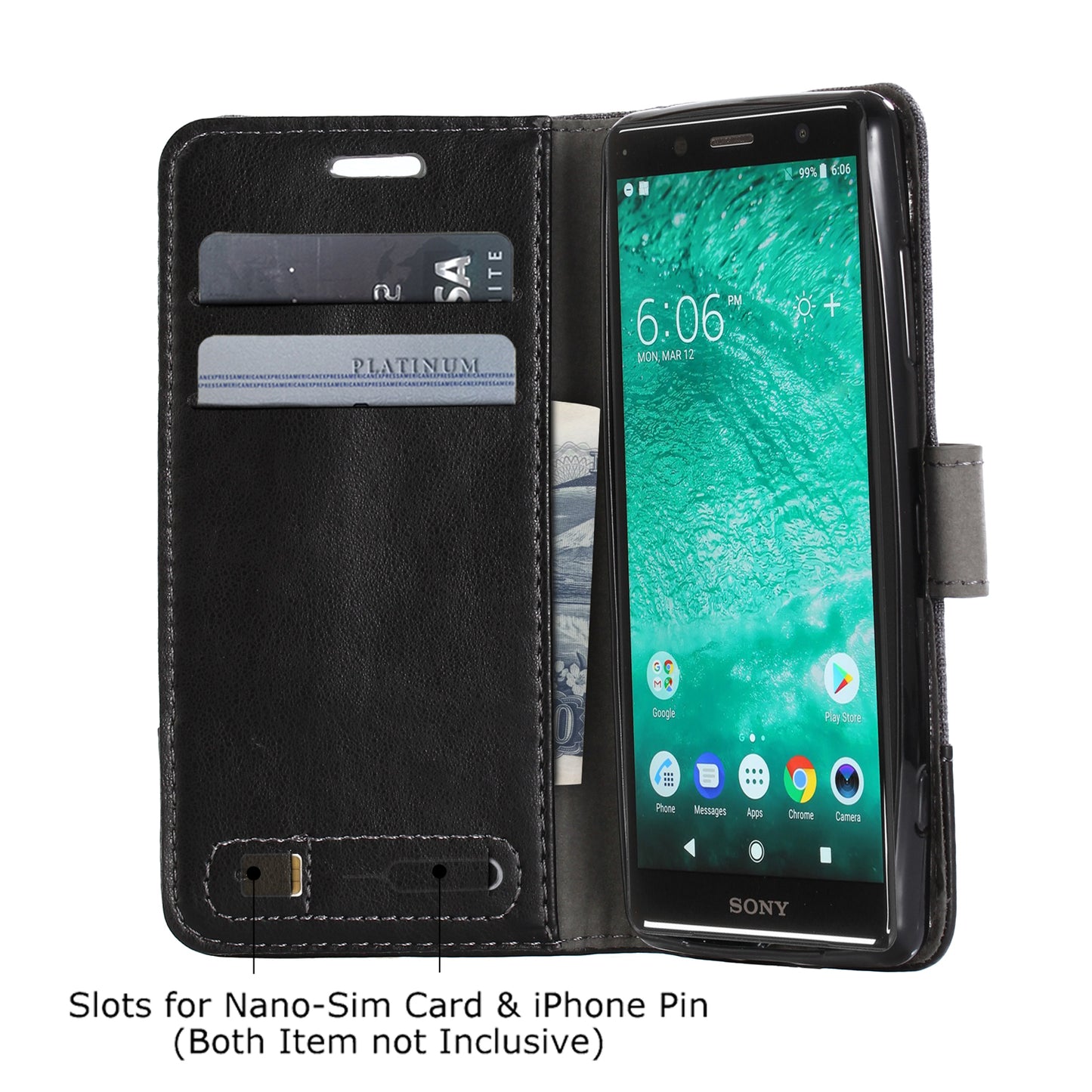 MUXMA for Sony Xperia XZ2 Compact Splicing PU Leather Canvas Wallet Stand Shell
