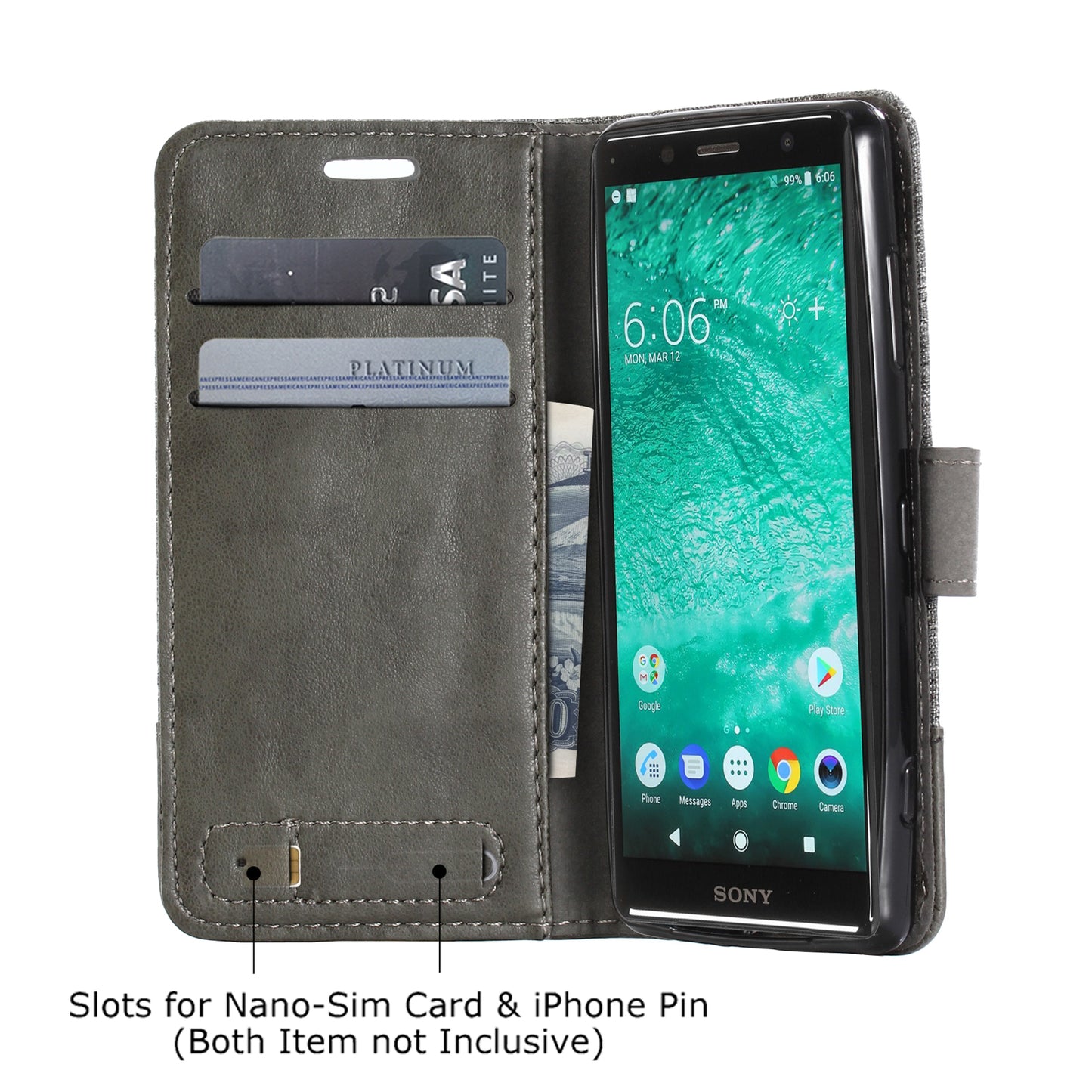 MUXMA for Sony Xperia XZ2 Compact Splicing PU Leather Canvas Wallet Stand Shell