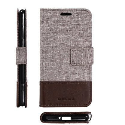 MUXMA for Sony Xperia XZ2 Compact Splicing PU Leather Canvas Wallet Stand Shell