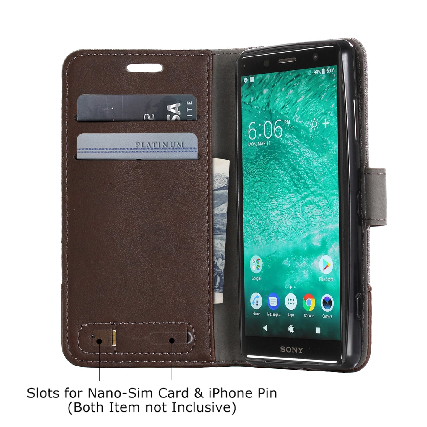 MUXMA for Sony Xperia XZ2 Compact Splicing PU Leather Canvas Wallet Stand Shell