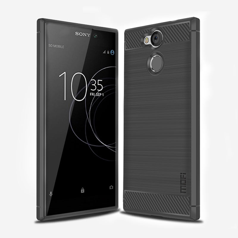 MOFI Carbon Fiber Texture Brushed TPU Mobile Phone Case for Sony Xperia L2