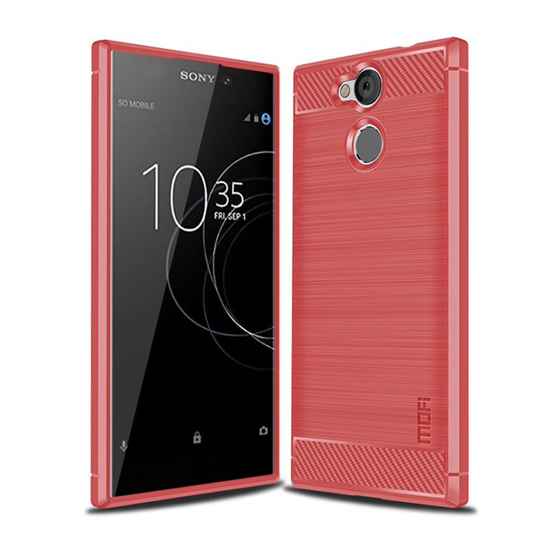 MOFI Carbon Fiber Texture Brushed TPU Mobile Phone Case for Sony Xperia L2