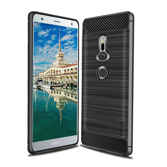 MOFI Carbon Fiber Texture Brushed TPU Protection Mobile Phone Case for Sony Xperia XZ2