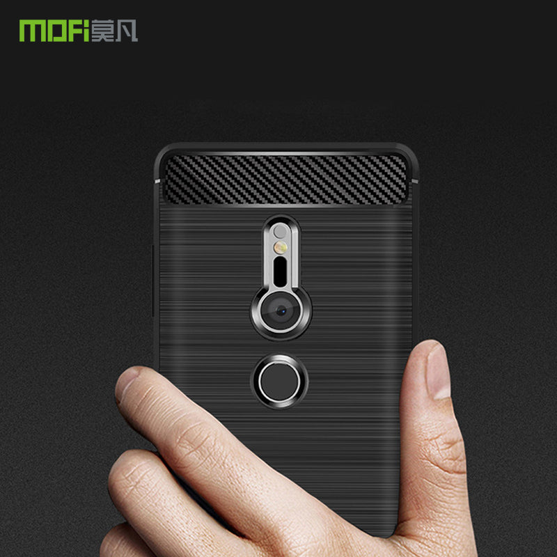 MOFI Carbon Fiber Texture Brushed TPU Protection Mobile Phone Case for Sony Xperia XZ2