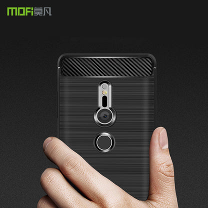 MOFI Carbon Fiber Texture Brushed TPU Protection Mobile Phone Case for Sony Xperia XZ2