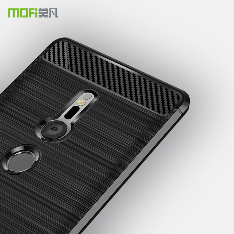 MOFI Carbon Fiber Texture Brushed TPU Protection Mobile Phone Case for Sony Xperia XZ2