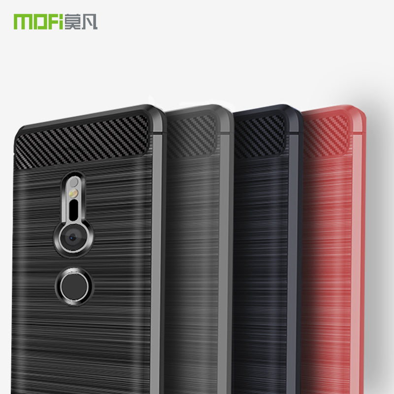 MOFI Carbon Fiber Texture Brushed TPU Protection Mobile Phone Case for Sony Xperia XZ2