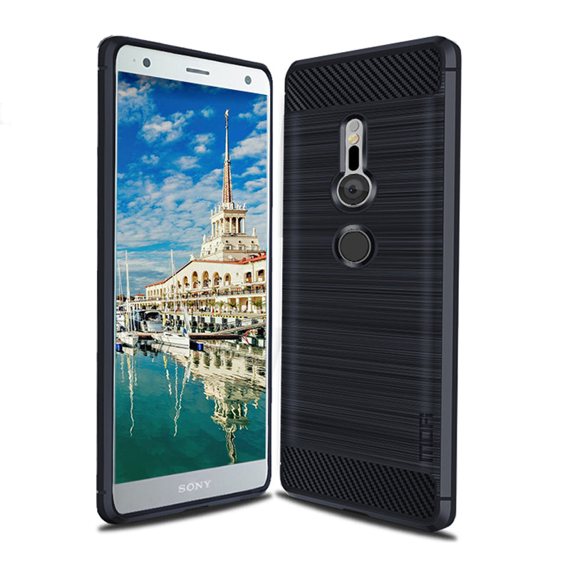 MOFI Carbon Fiber Texture Brushed TPU Protection Mobile Phone Case for Sony Xperia XZ2