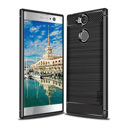 MOFI Carbon Fiber Texture Brushed TPU Cell Phone Case for Sony Xperia XA2