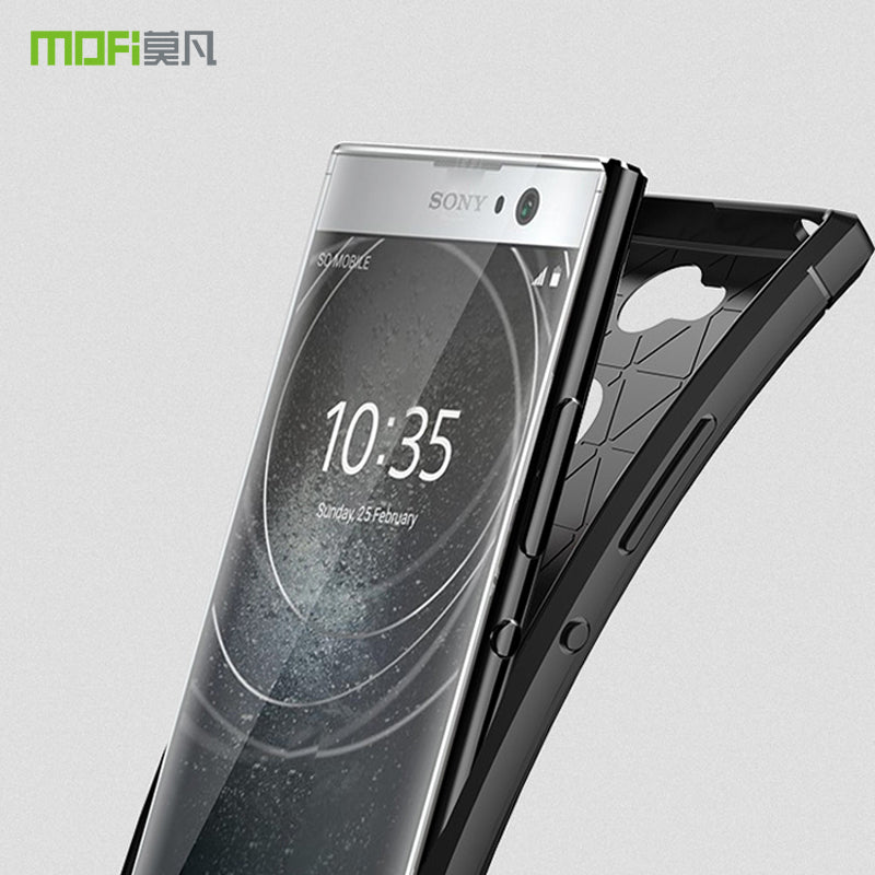 MOFI Carbon Fiber Texture Brushed TPU Cell Phone Case for Sony Xperia XA2