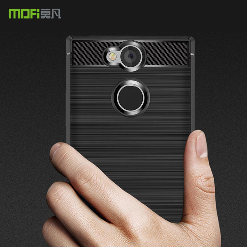 MOFI Carbon Fiber Texture Brushed TPU Cell Phone Case for Sony Xperia XA2