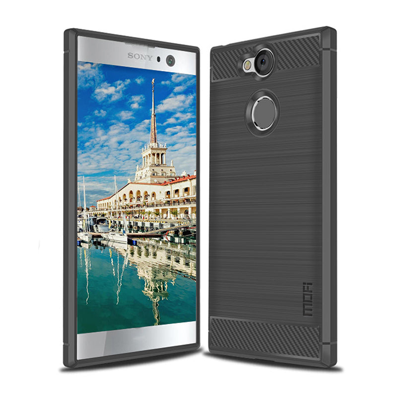 MOFI Carbon Fiber Texture Brushed TPU Cell Phone Case for Sony Xperia XA2