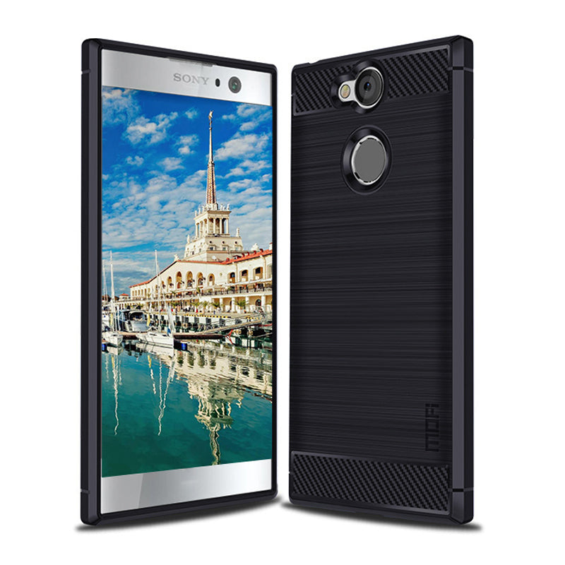 MOFI Carbon Fiber Texture Brushed TPU Cell Phone Case for Sony Xperia XA2