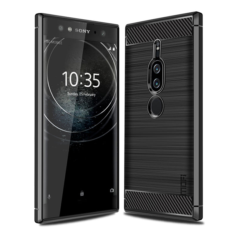 MOFI Carbon Fiber Texture Brushed Soft TPU Mobile Case for Sony Xperia XZ2 Premium