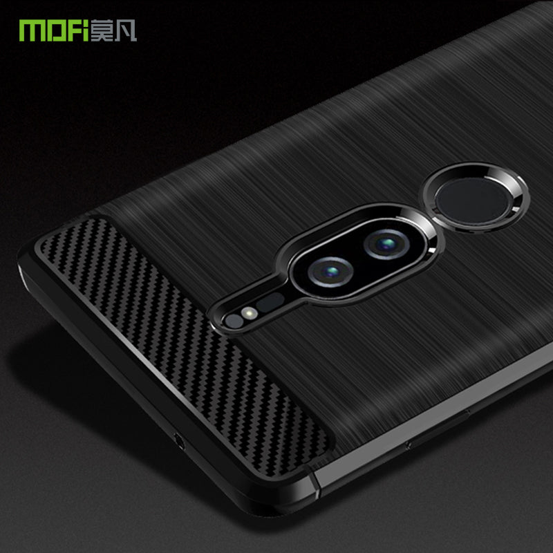 MOFI Carbon Fiber Texture Brushed Soft TPU Mobile Case for Sony Xperia XZ2 Premium