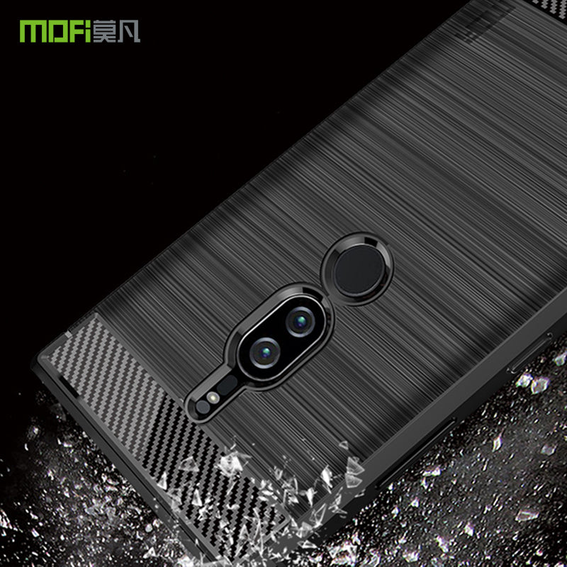 MOFI Carbon Fiber Texture Brushed Soft TPU Mobile Case for Sony Xperia XZ2 Premium