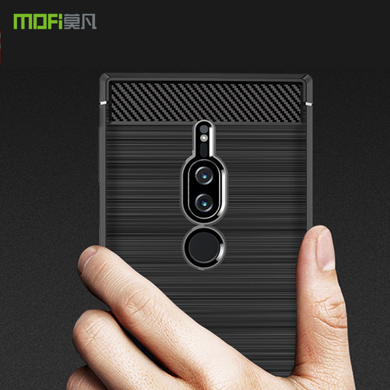 MOFI Carbon Fiber Texture Brushed Soft TPU Mobile Case for Sony Xperia XZ2 Premium