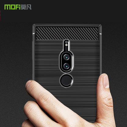 MOFI Carbon Fiber Texture Brushed Soft TPU Mobile Case for Sony Xperia XZ2 Premium