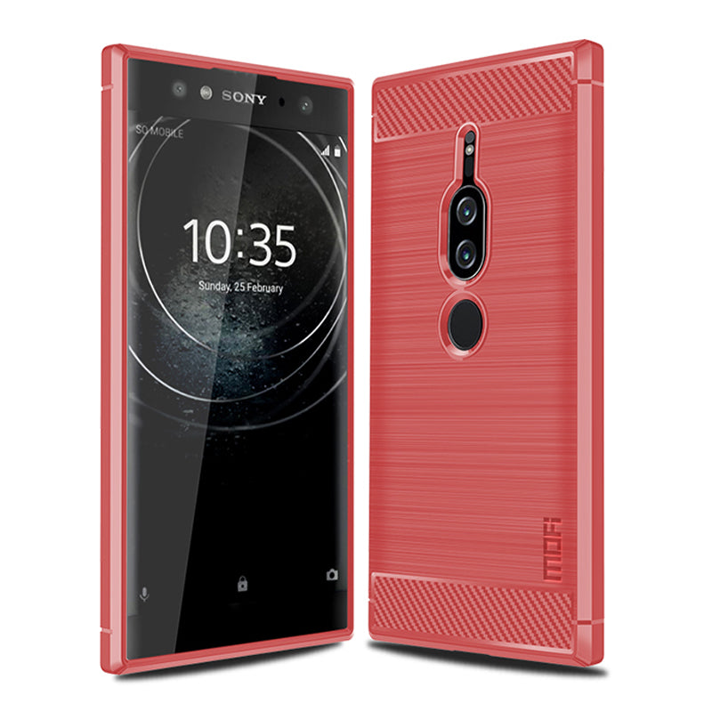 MOFI Carbon Fiber Texture Brushed Soft TPU Mobile Case for Sony Xperia XZ2 Premium