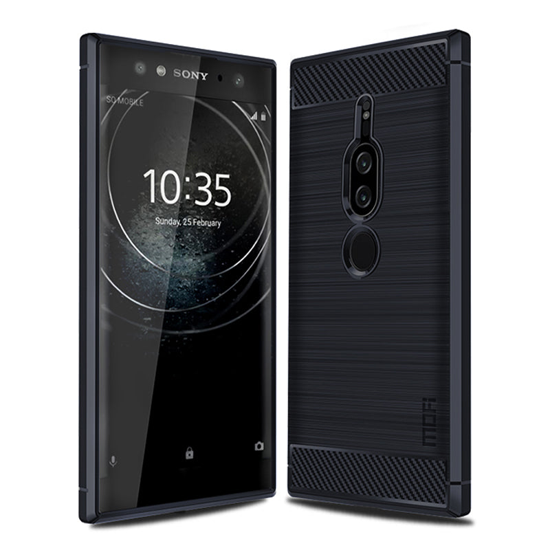 MOFI Carbon Fiber Texture Brushed Soft TPU Mobile Case for Sony Xperia XZ2 Premium