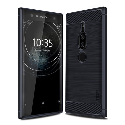 MOFI Carbon Fiber Texture Brushed Soft TPU Mobile Case for Sony Xperia XZ2 Premium