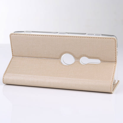 VILI DMX Cross Texture Card Holder Leather Casing with Stand for Sony Xperia XZ3