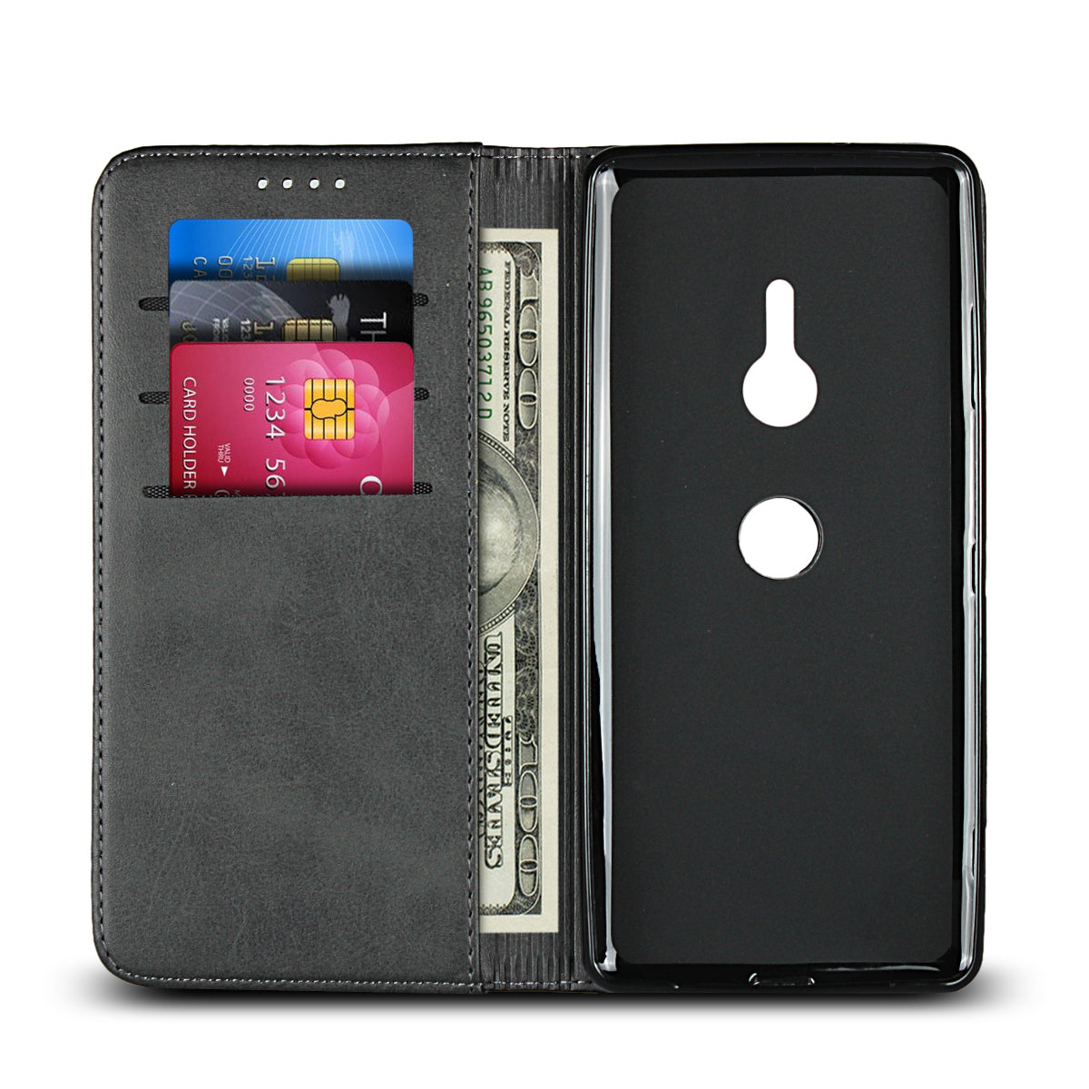 Auto-absorbed Leather Wallet Case with Stand for Sony Xperia XZ3