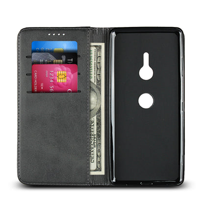 Auto-absorbed Leather Wallet Case with Stand for Sony Xperia XZ3