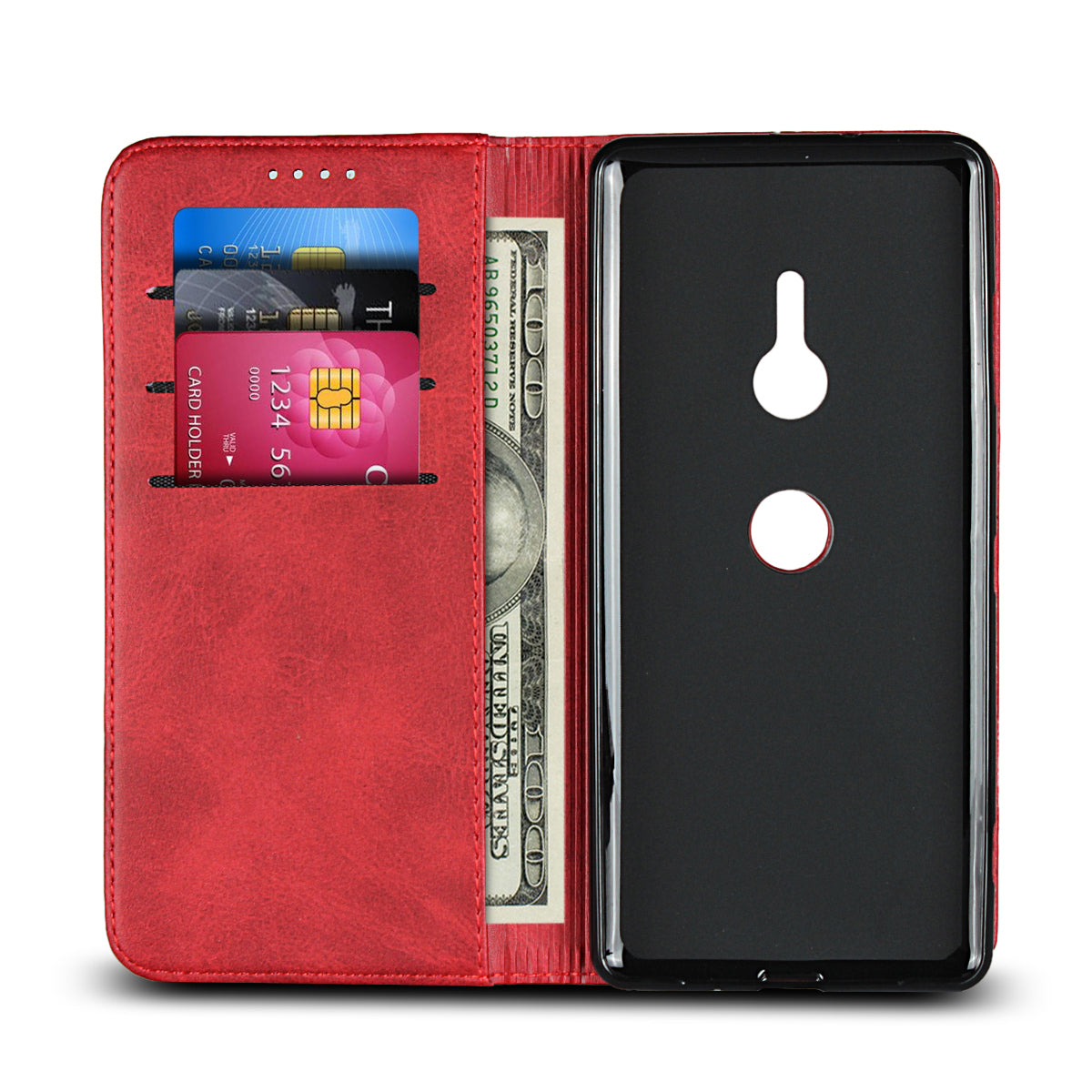 Auto-absorbed Leather Wallet Case with Stand for Sony Xperia XZ3