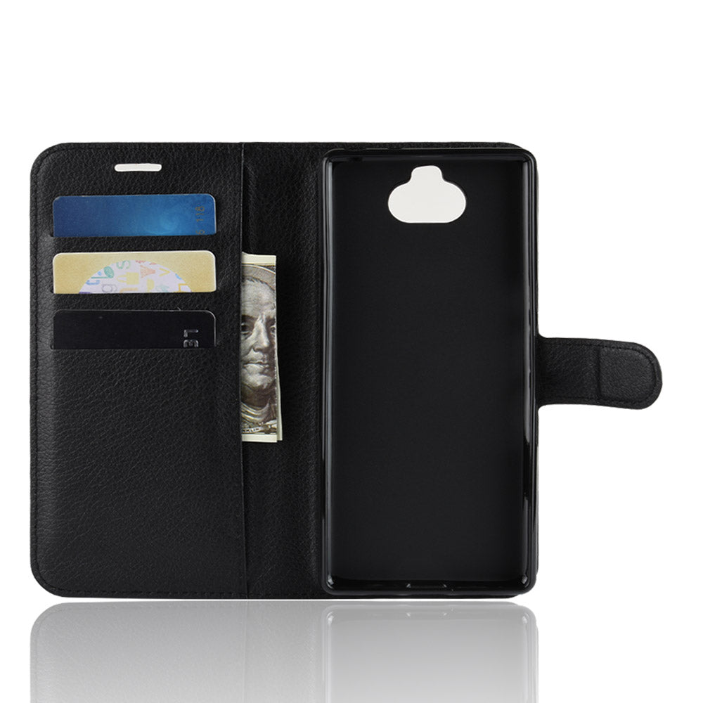 Litchi Skin PU Leather Magnetic Wallet Stand Case for Sony Xperia 10