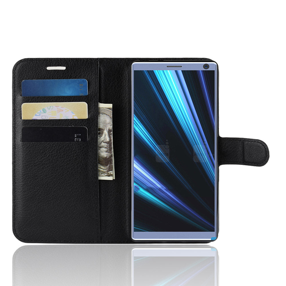 Litchi Skin PU Leather Magnetic Wallet Stand Case for Sony Xperia 10