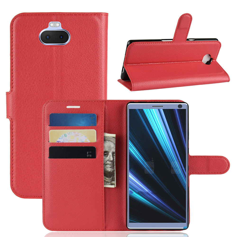 Litchi Skin PU Leather Magnetic Wallet Stand Case for Sony Xperia 10