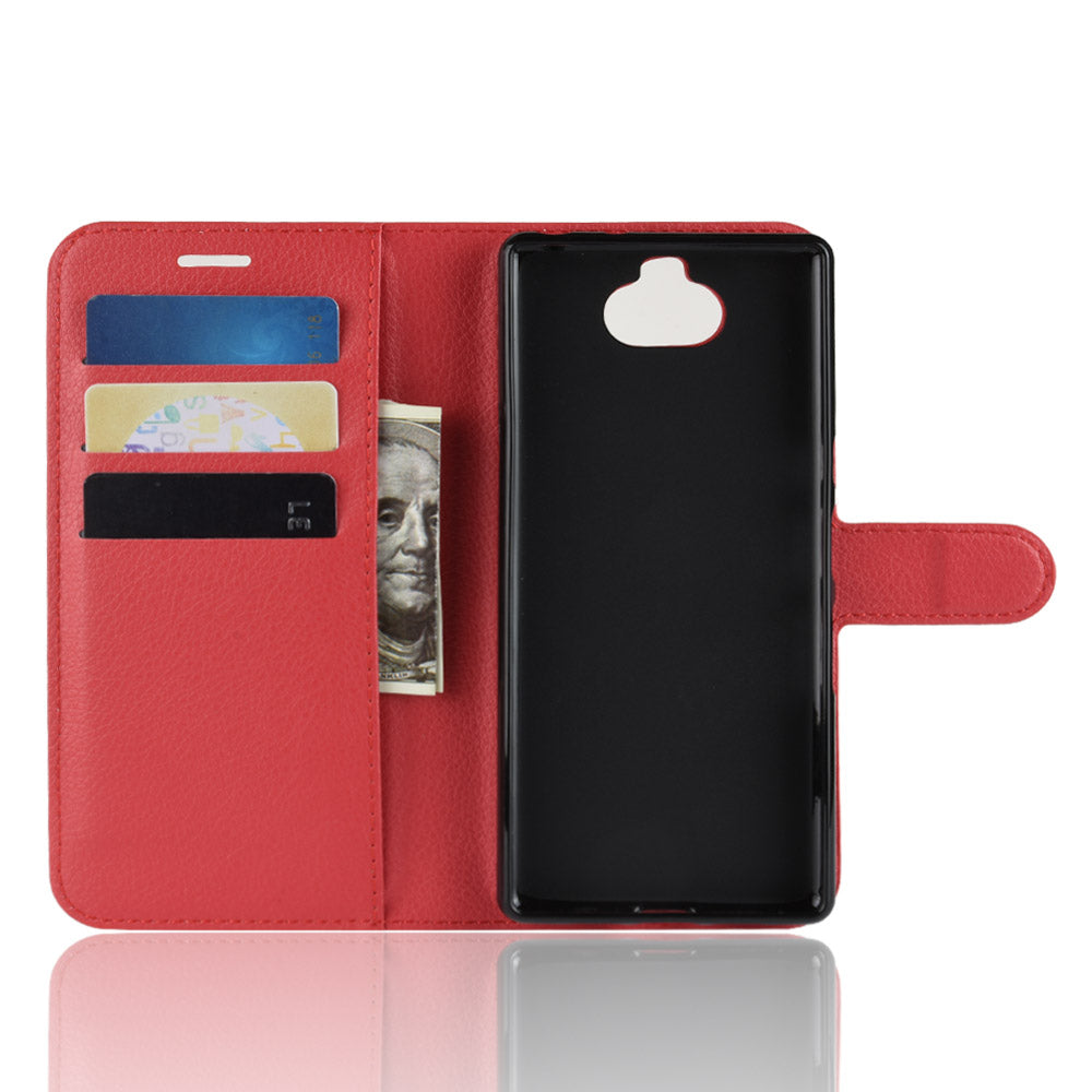 Litchi Skin PU Leather Magnetic Wallet Stand Case for Sony Xperia 10