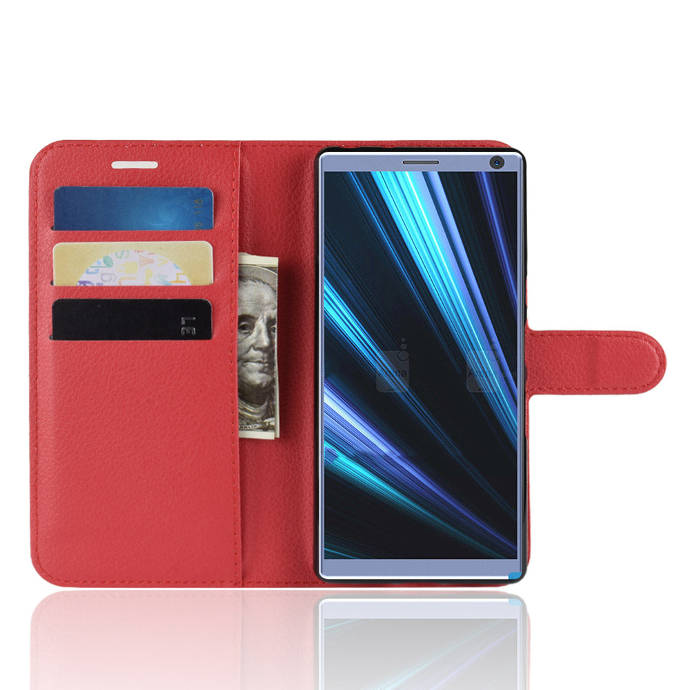 Litchi Skin PU Leather Magnetic Wallet Stand Case for Sony Xperia 10