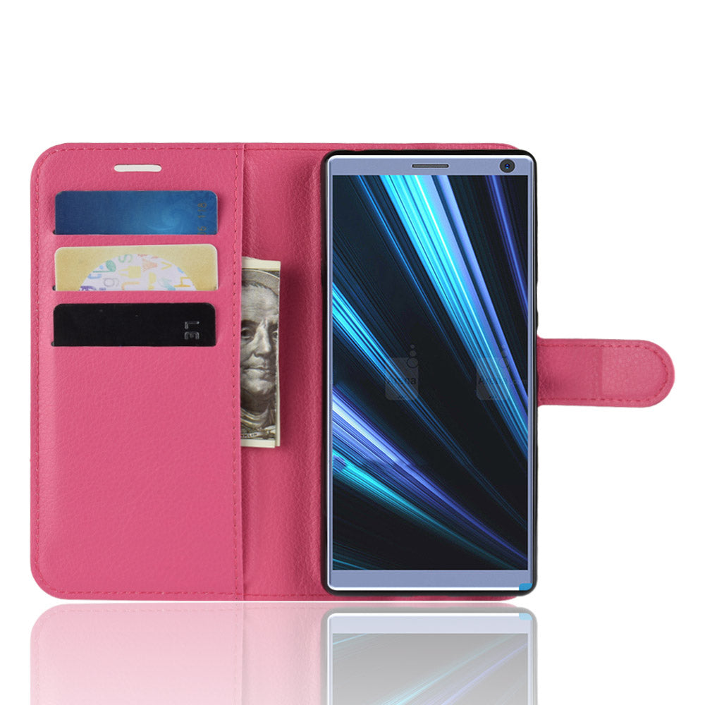 Litchi Skin PU Leather Magnetic Wallet Stand Case for Sony Xperia 10