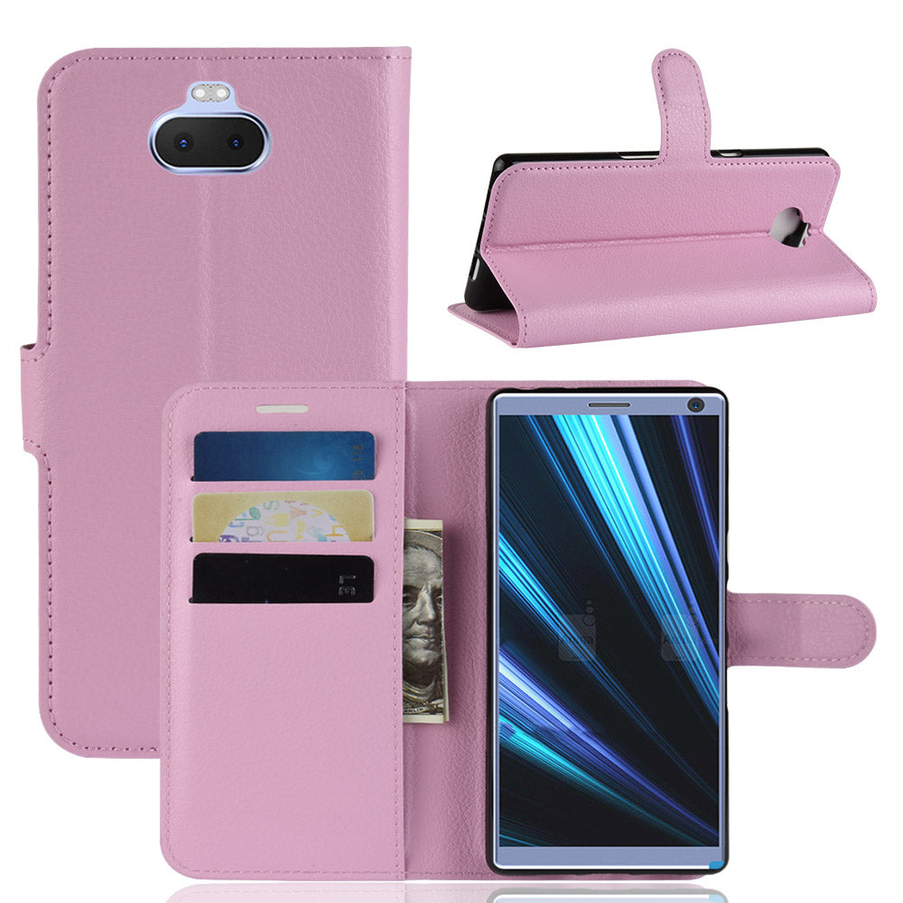 Litchi Skin PU Leather Magnetic Wallet Stand Case for Sony Xperia 10