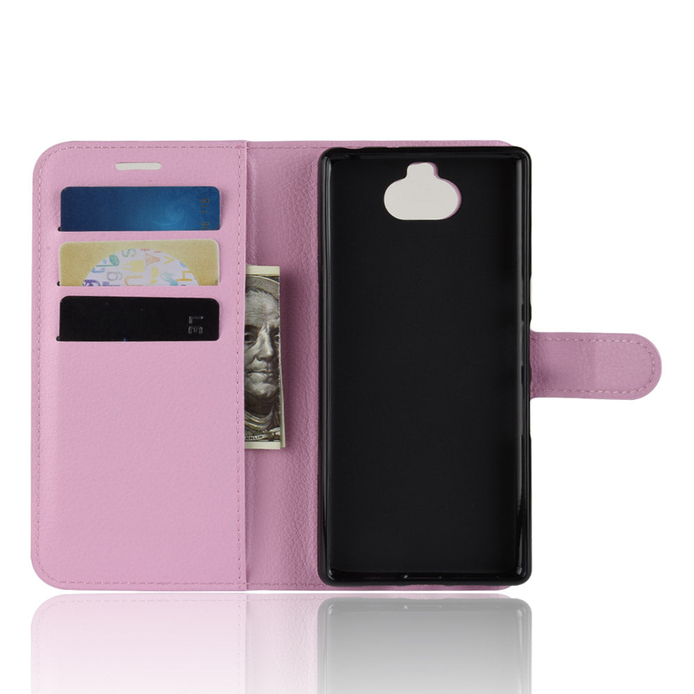 Litchi Skin PU Leather Magnetic Wallet Stand Case for Sony Xperia 10