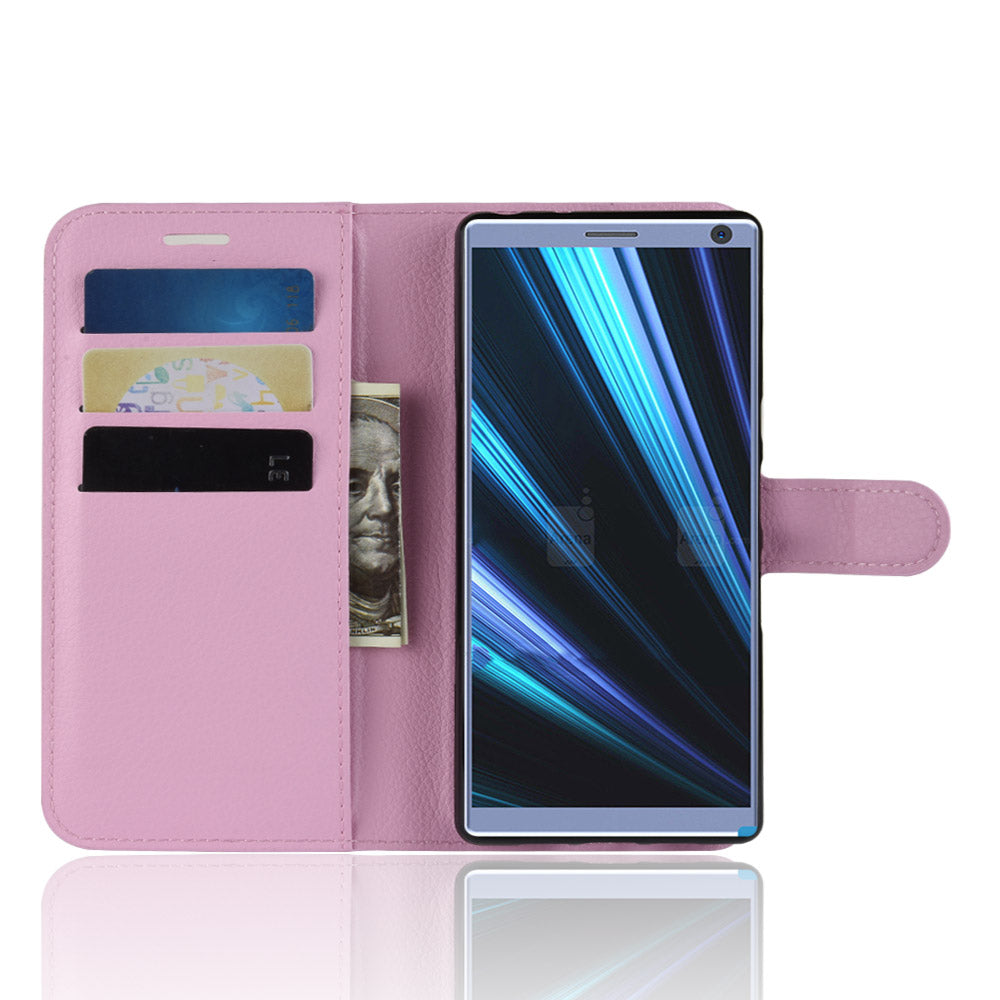 Litchi Skin PU Leather Magnetic Wallet Stand Case for Sony Xperia 10