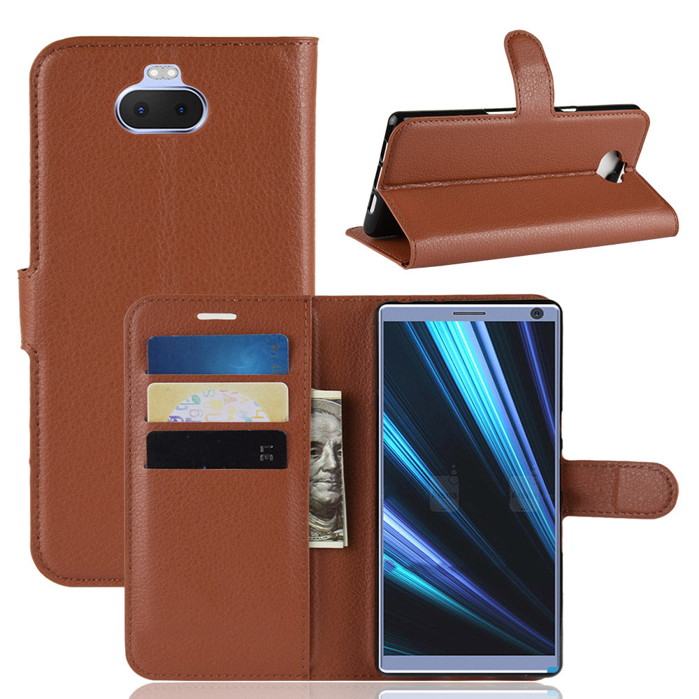 Litchi Skin PU Leather Magnetic Wallet Stand Case for Sony Xperia 10