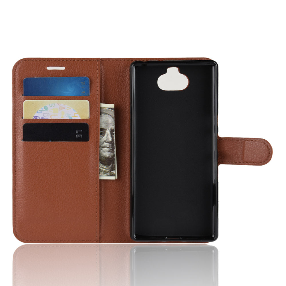 Litchi Skin PU Leather Magnetic Wallet Stand Case for Sony Xperia 10