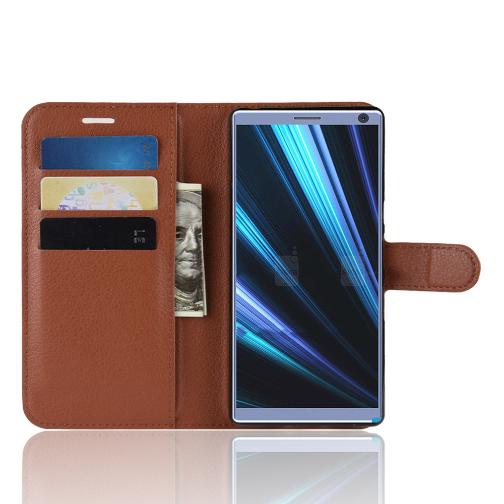 Litchi Skin PU Leather Magnetic Wallet Stand Case for Sony Xperia 10