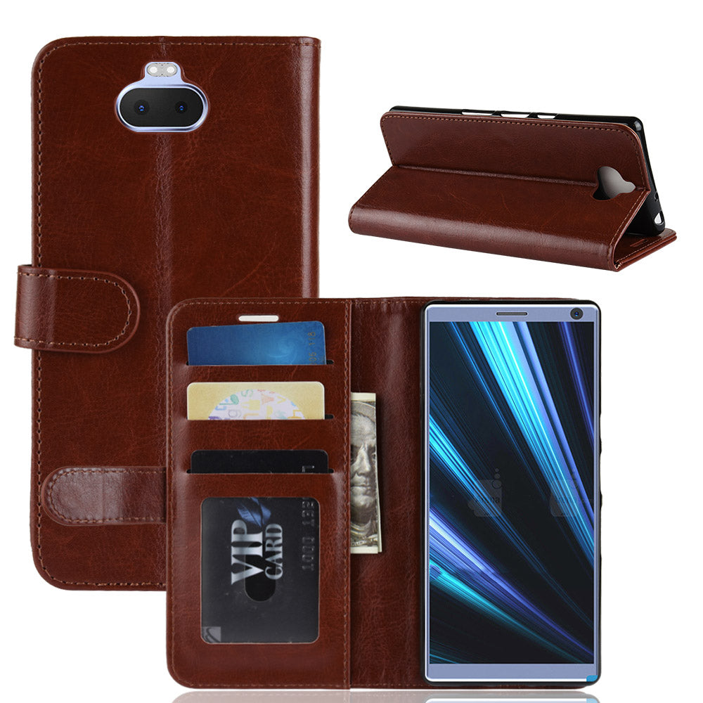 Crazy Horse Magnetic Stand Wallet Leather Mobile Phone Case for Sony Xperia 10