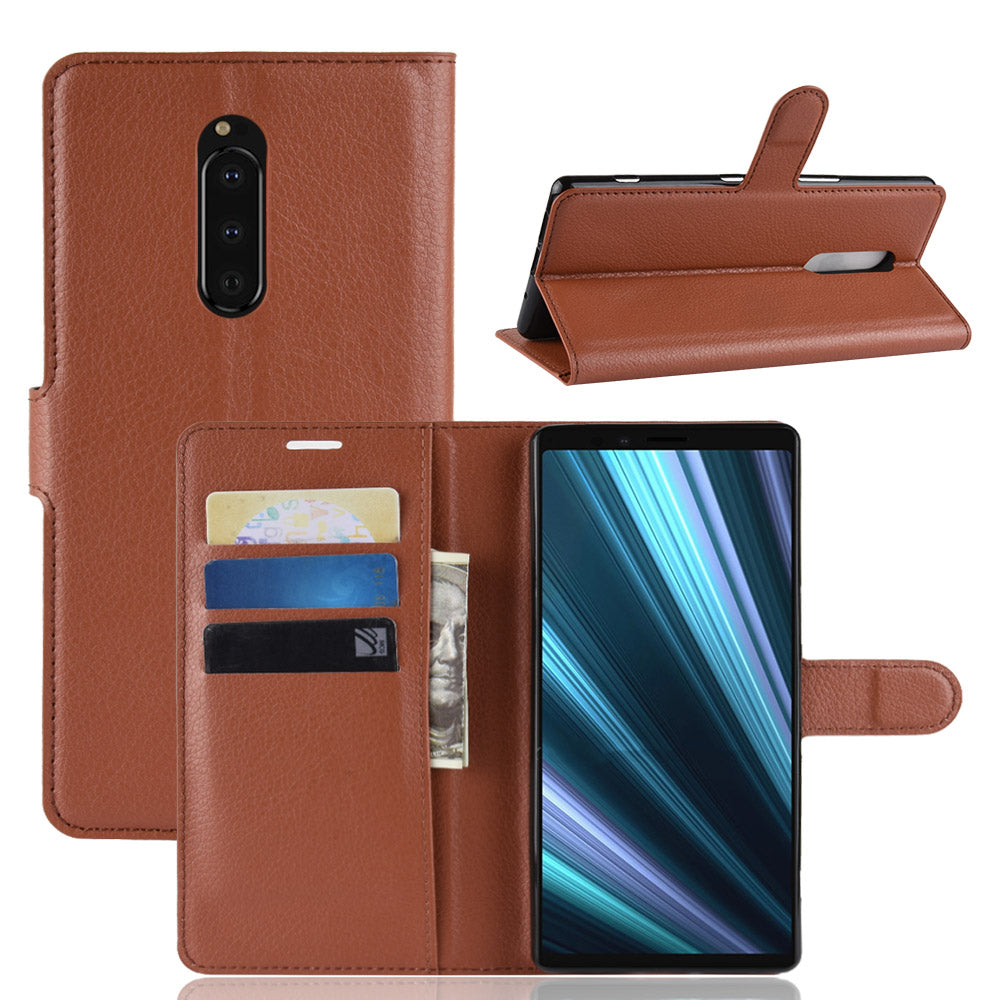 Litchi Skin PU Leather Magnetic Wallet Stand Case for Sony Xperia 1