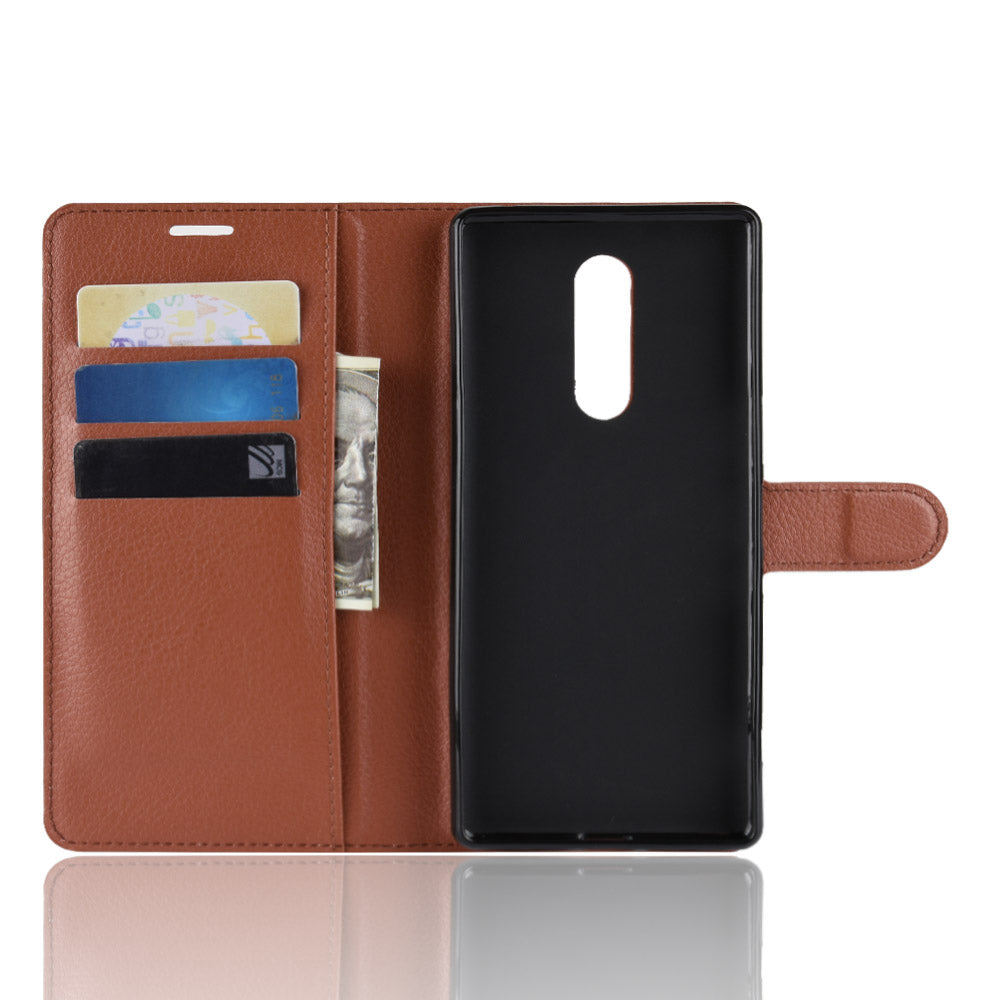 Litchi Skin PU Leather Magnetic Wallet Stand Case for Sony Xperia 1