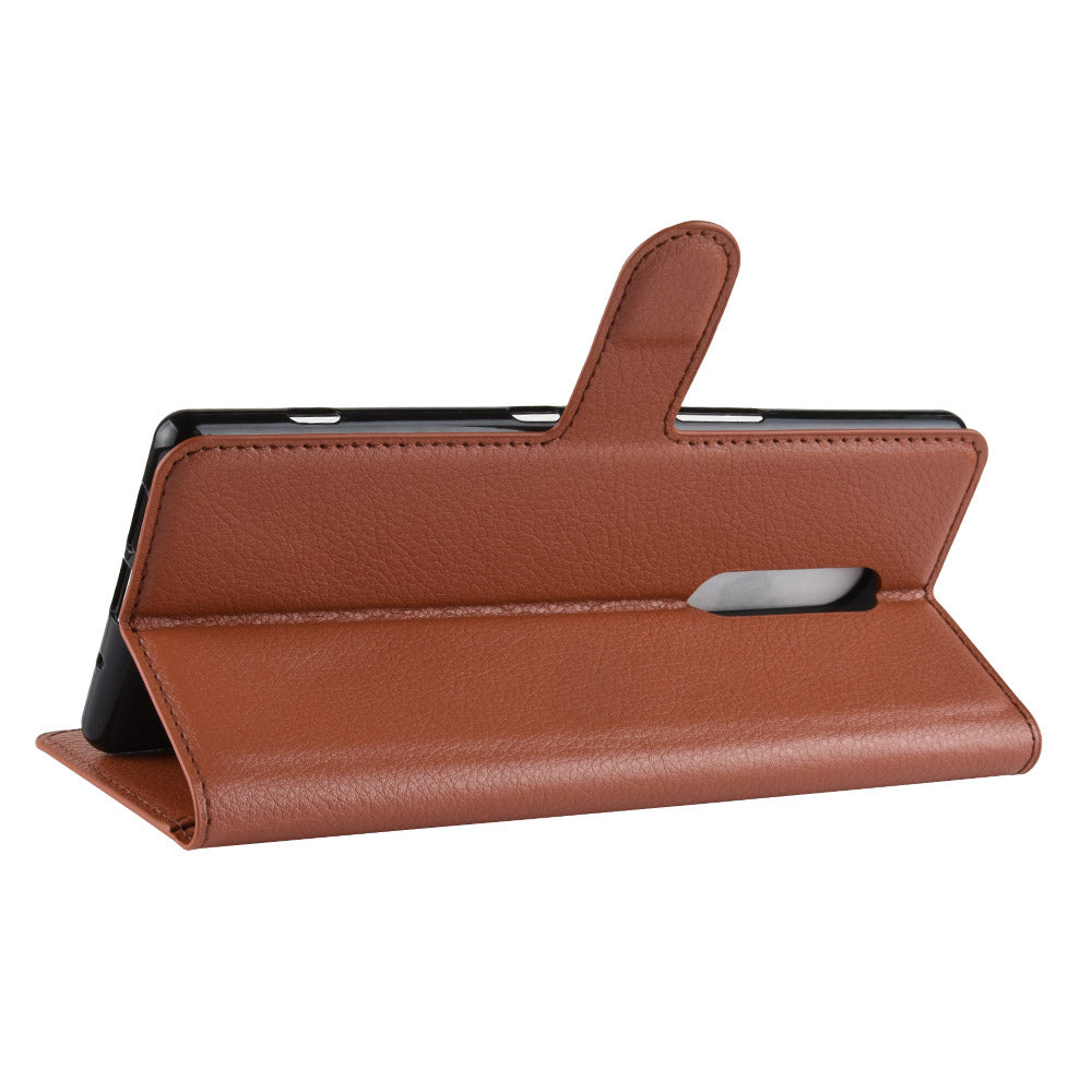 Litchi Skin PU Leather Magnetic Wallet Stand Case for Sony Xperia 1