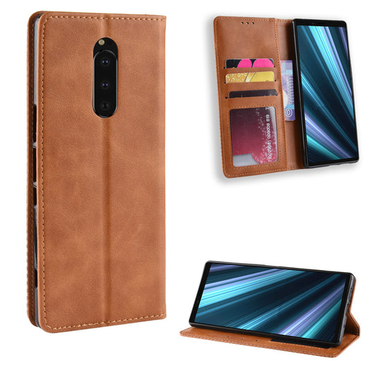 Vintage Style Leather Wallet Case for Sony Xperia 1