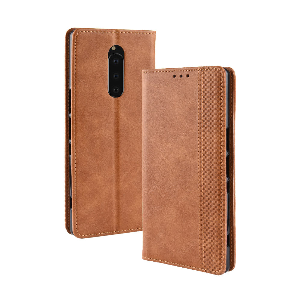 Vintage Style Leather Wallet Case for Sony Xperia 1