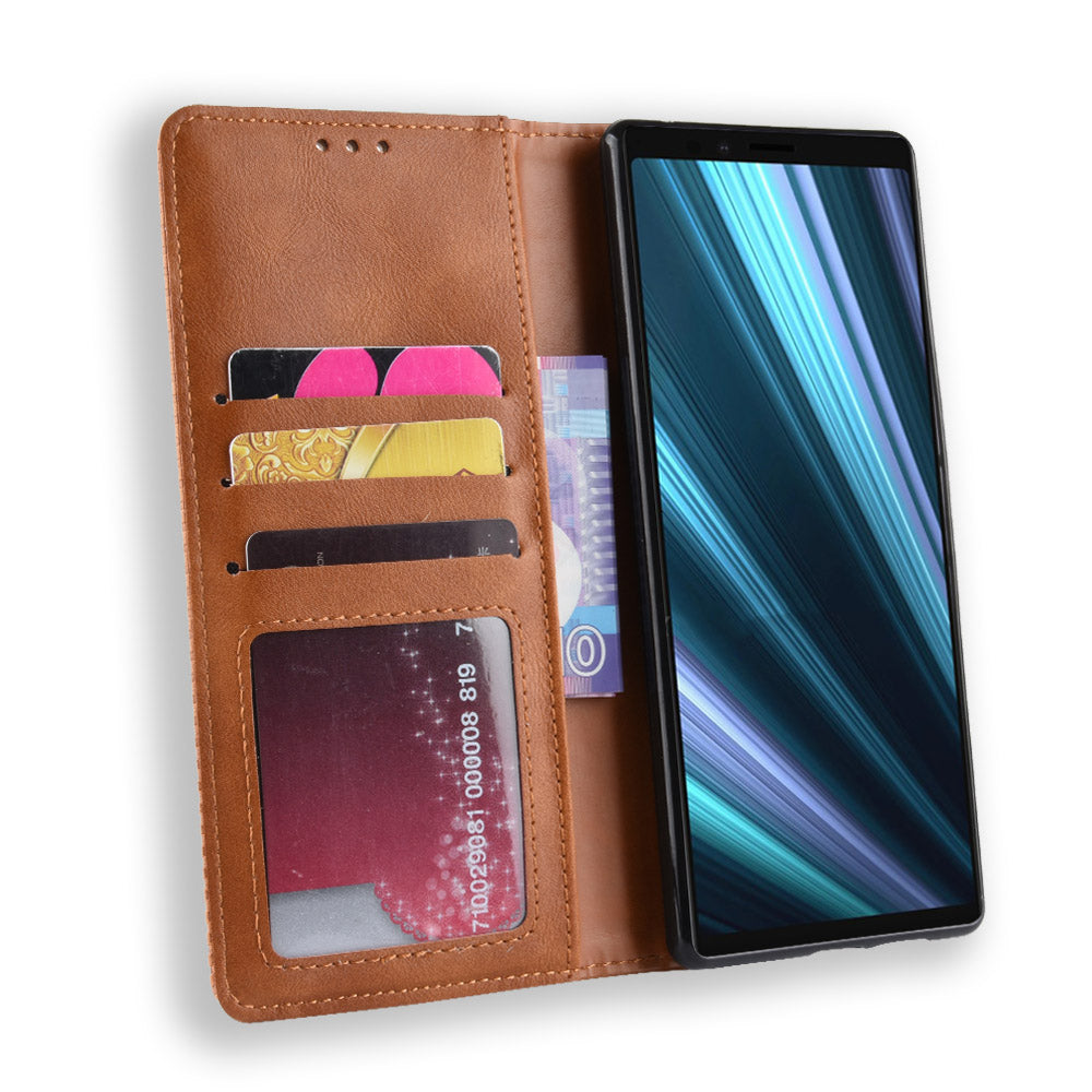Vintage Style Leather Wallet Case for Sony Xperia 1