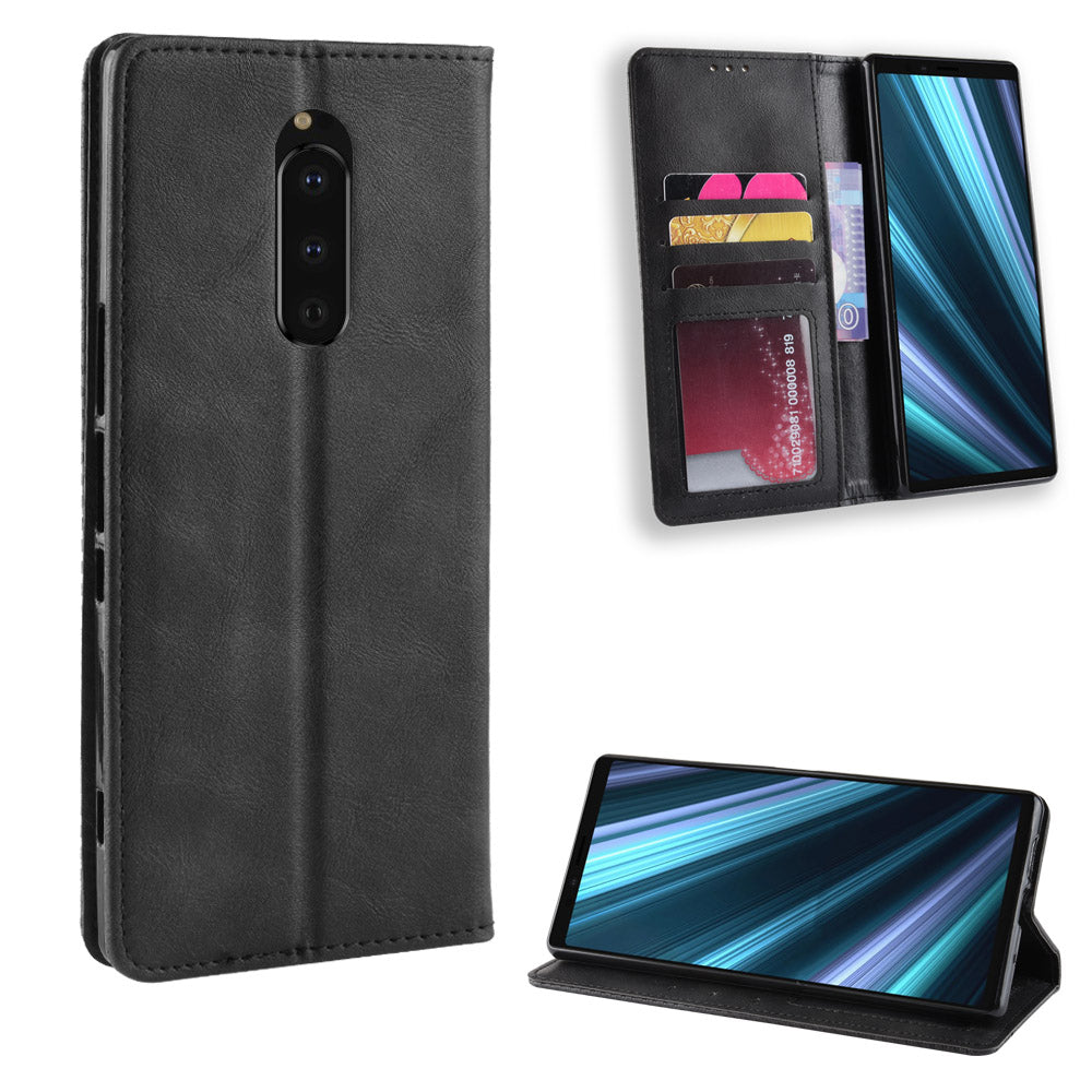 Vintage Style Leather Wallet Case for Sony Xperia 1